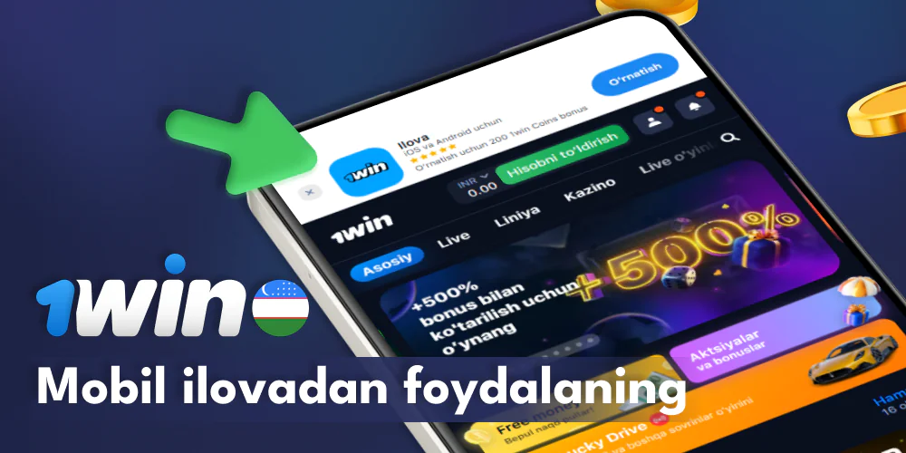 1win ilovasi yordamida yo‘lda qulay o‘ynang